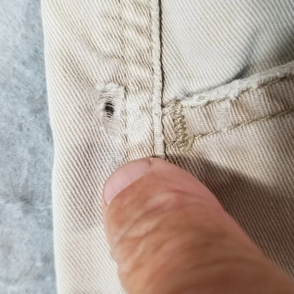 Polo Ralph Lauren cargo shorts men's 34x13.5 beige cotton distressed trashed